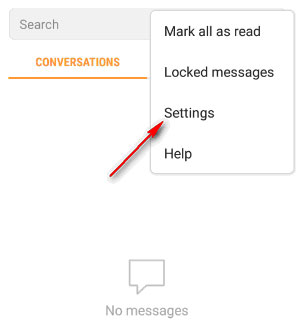 select settings in the messages app