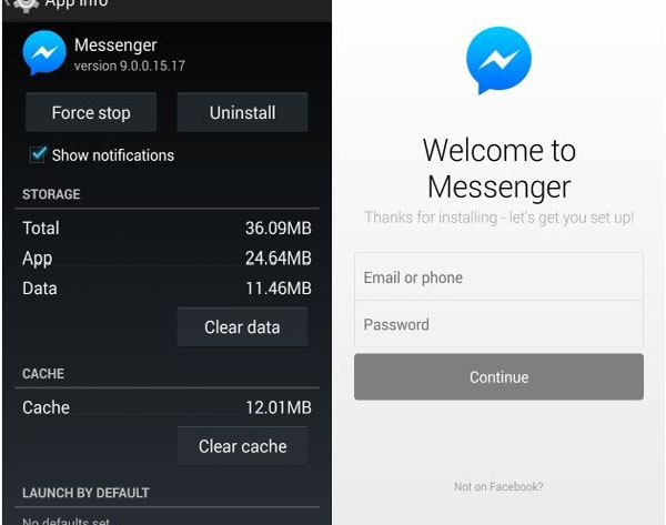 delete facebook messenger caches