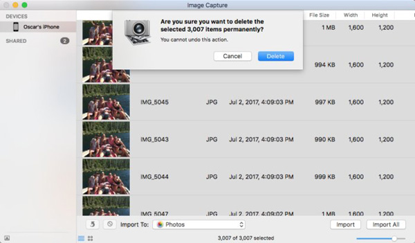 delete heic photos on mac with image capture