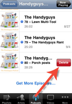 delete podcasts on iphone