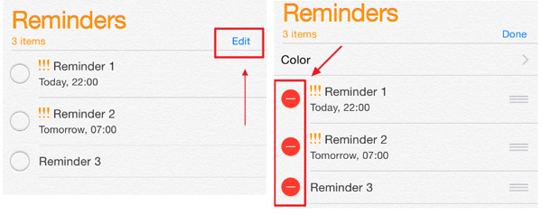 delete reminders from iphone
