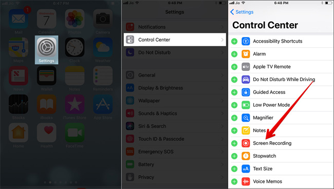 add screen recoring to control center