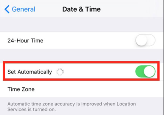 set date and time automatically on iphone