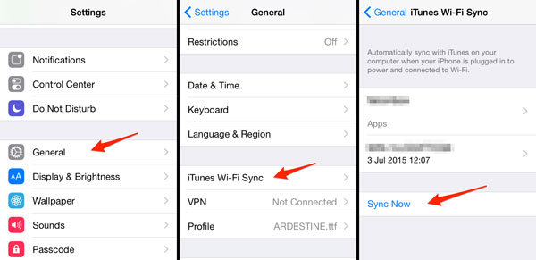 how to begin itunes wifi sync on iphone