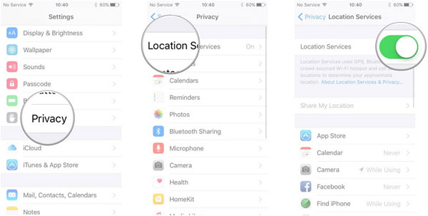 turn off location services on idevice