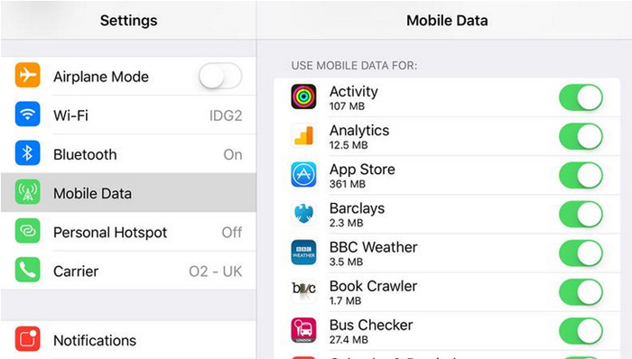 change mobile data to access app store