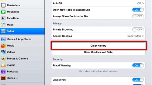 how to remove google search history on ipad