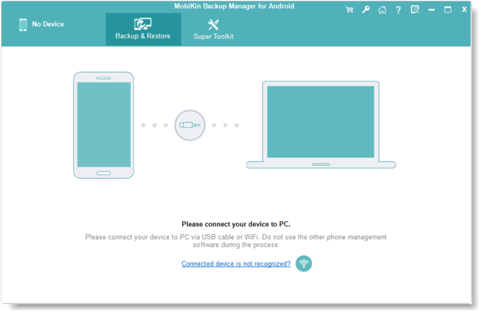 the initial interface of sony backup and restore program