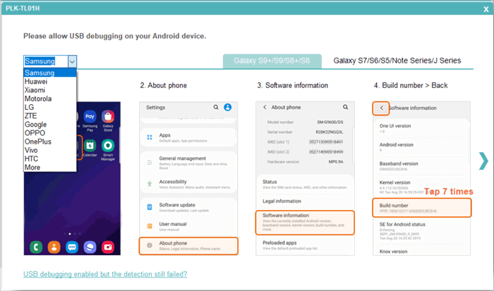 enable usb debugging on android device