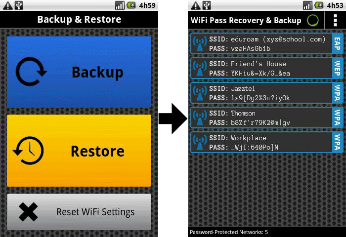 backup wifi on android