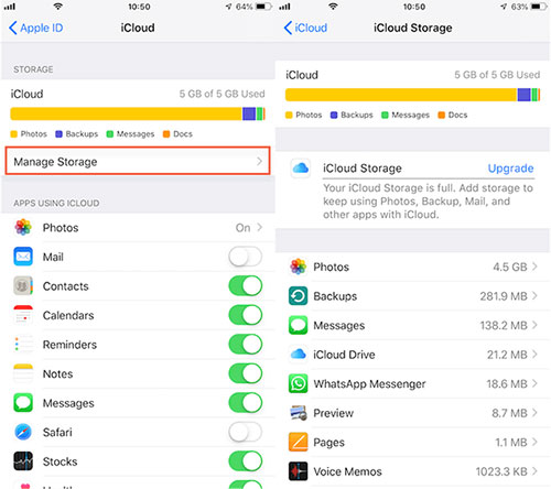 manage icloud storage