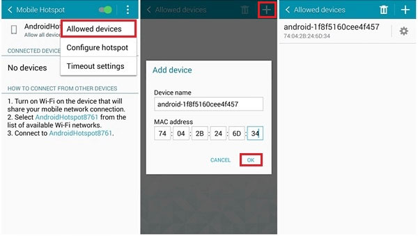 add allowed devices on mobile hotspot