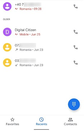add new contact to android from call history