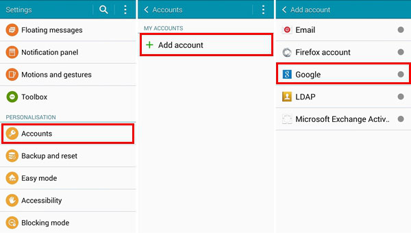 set up google account on android