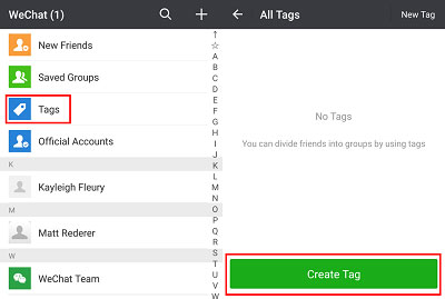 create tags for wechat contacts