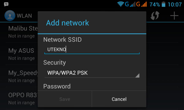 add wifi network to android