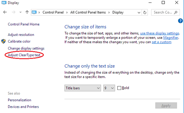 adjust cleartype text
