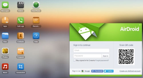 how to see text messages online using airdroid web