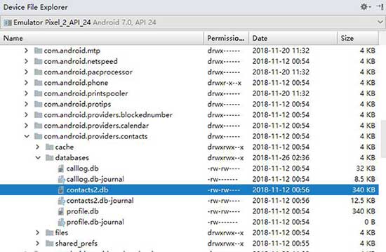 where are contacts stored on android phone internal storage