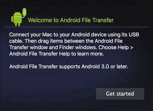 install and run android file transfer