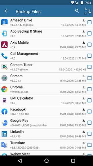 app backup and share