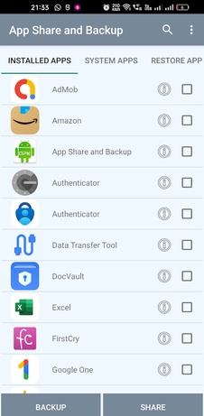 app share and backup