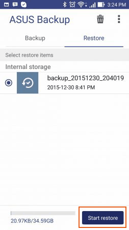 restore asus data with asus backup app