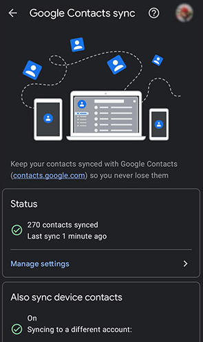 backup contacts in android with google contacts