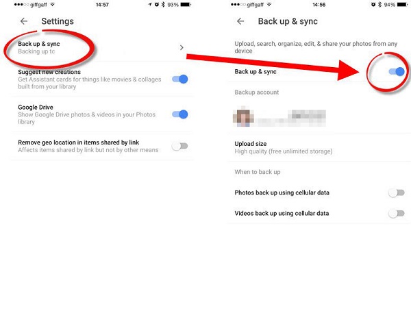 how to send photos from iphone to samsung using google photos