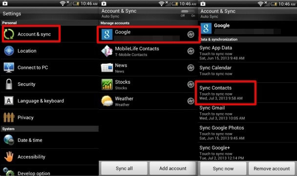 how to sync calendars between two samsung phone via google backup