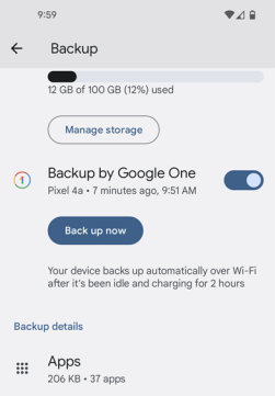 how do i backup my phone and reset it via google one