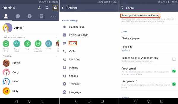 how to back up line chat on android to google drive