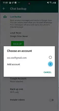 how to backup whatsapp messages from android with samsung account