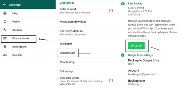 backup whatsapp chats and calls