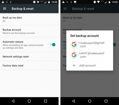 backup lenovo with google account