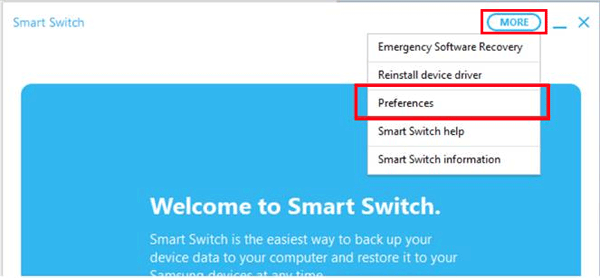 start backing up samsung