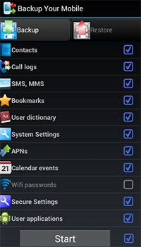 back up wifi settings on android via backup your mobile