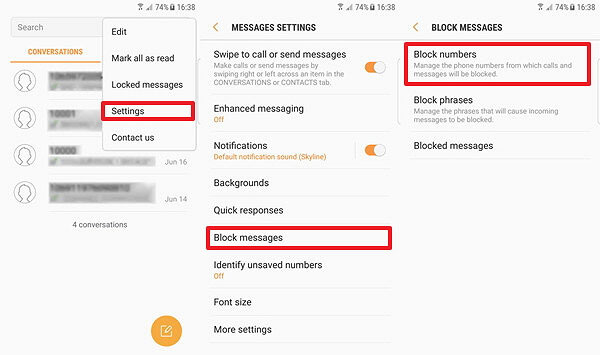 block messages on samsung 