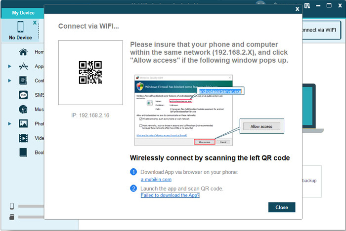 connect via wifi