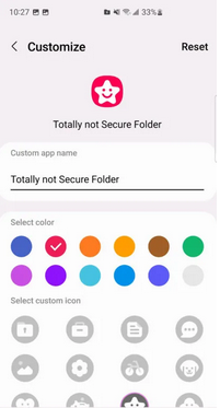 how to customize the secure folder icon