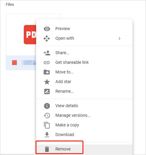 remove files from google drive