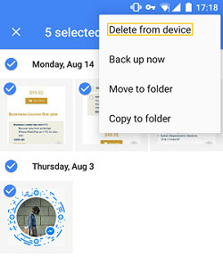 delete images from device