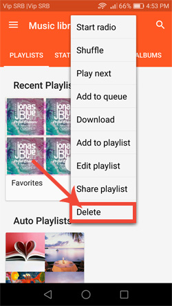 delete songs on android