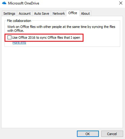 fix onedrive not syncing by disabling office upload