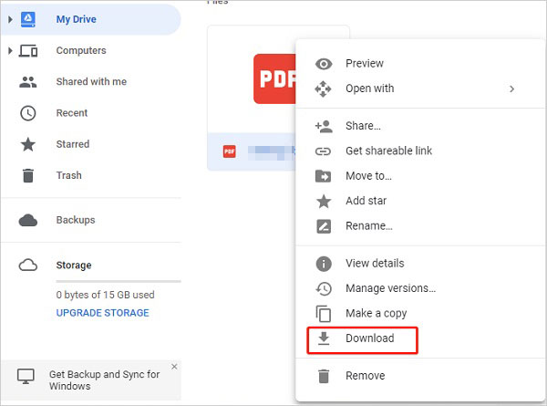 how to download videos from google drive to pc via google drive web
