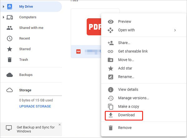 how to restore google drive backup after setup to pc