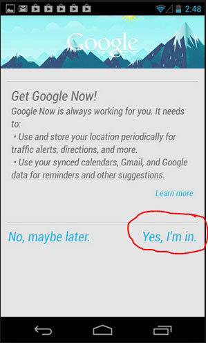 turn on google now