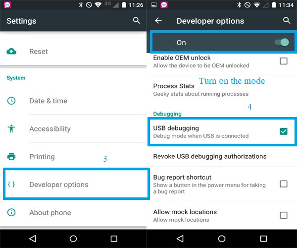 enable usb debugging on android