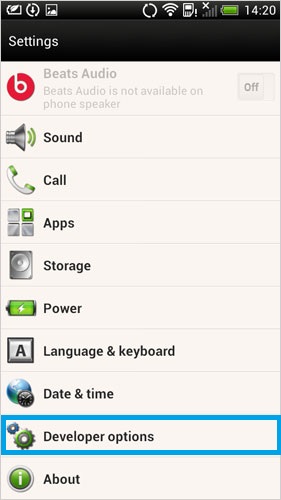 open usb debugging on htc 5