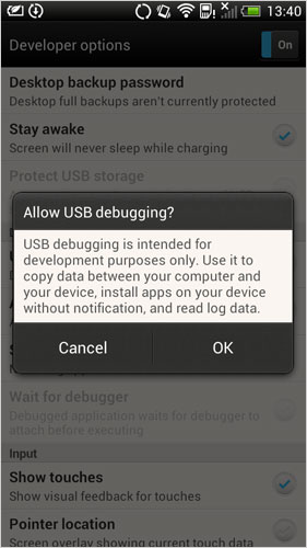 open usb debugging on htc 7